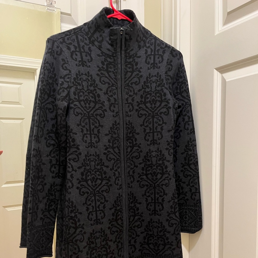 Cynthia Rowley long soft dark gray/ black pattern sweater xs